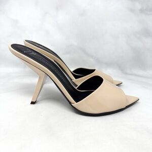 Giuseppe Zanotti Mystero Patent Leather Pointed Open Toe Slide Mule Heels 36